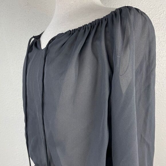 AGB Sheer Black Cropped Blouse Top Size M EUC - Picture 4 of 6